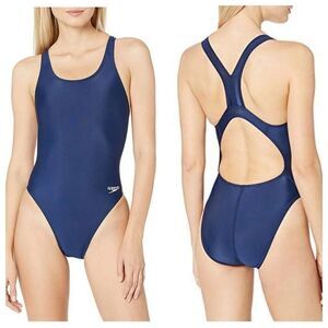 Speedo PowerFlex Eco Navy One Piece Swimsuit Size 8